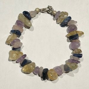Genuine Sodalite, Amethyst, Sodalite and Citrine Bracelet